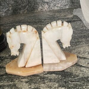 Vintage carved onyx Bookends